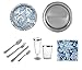 Produktbild Sammlung von Platten, Servietten, Besteck, Tassen und Gläsern - - Party Einweg-Geschirr aus Kunststoff Design Silber und Royal Blue Set 12 Personen - Special Collection