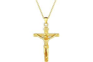 U7 Vintage INRI Jesus Cross Pendant Necklace Bracelet for Men Women, Amulet Christian Jewellery, Engrave Text Available, Adjustable Chain, Come Gift Box
