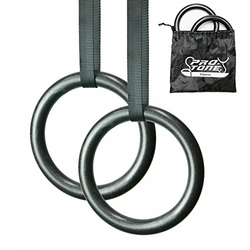 Protone Anillas Gimnasia - peso corporal Fuerza Entrenamiento en Suspensión Sistema para el hogar / Gimnasio/crossfit (Negro)