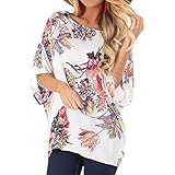 Alaso Damen Oberteile Blusen Mode Lässig Blumendruck Shirts Kurzarm V-Ausschnitt Twist Tops