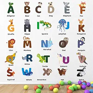 WALLSTICKS  Alphabets - Animals - Numbers - Baby - Kids - Learning - Education - Play - School - Nursery - Wall Sticker  - WS069 (PVC Vinyl - 100 cm X 100 cm)