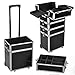 Professional Extra Large Space Aluminium Cosmetics & Make Up Case/Box Nail Art Case Hairdressing Case Beauty Case Toiletry Storage Nail Hairdressing Vanity Box Valentines Day Gift(Silver) (4 in 1 trolley, Black Crocodile)