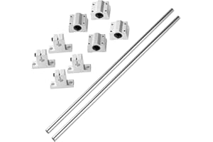 S SIENOC 400mm 3D Impresora φ8mm eje óptico/eje lineal/guía lineal/eje de precisión 45# Acero Revestimiento de cromo + Soporte en Vertical + Rodamiento de bolas (Typ-5, 2Set, 400mm)