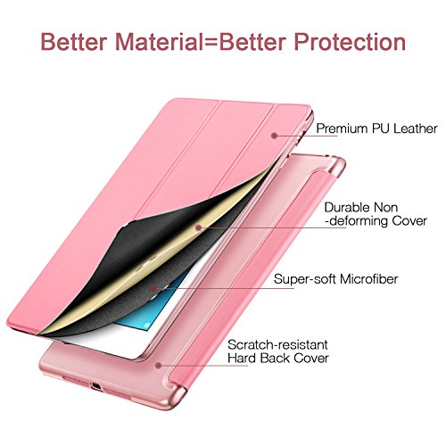 iPad Air Hülle, ESR® Yippee Series Auto aufwachen / Schlaf Funktion Wickelfalz Ledertasche mit Lichtdurchlässig Rückseite Abdeckung Leichtgewicht Schutzhülle für iPad Air / iPad 5 (Süß Rosa) - 2