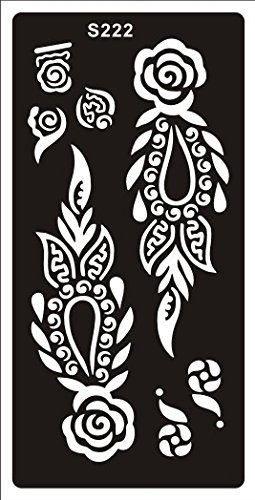 STENCILS TEMPLATES TATTOO Mehndi Stencill Henna Designs S222 - single use - suitable for Henna Tattoo Glitter Tattoo and Airbrush Tattoo