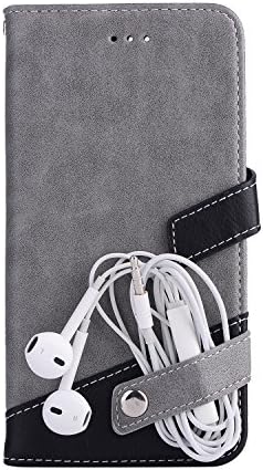 TSAOYA Flip Wallet Case [Premium PU Leather][3 Card/ Earphone Holder][Wrist Strap][Magnetic Closure] Flip Cover Protective for iPhone 8,6,6s,7 (4.7”) / 8P,6P,6sP,7P (5.5”) (iPhone 8/7 Plus, grey)