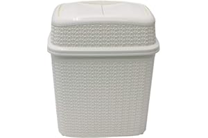 JVL - Cesto de plástico para Colada con diseño Tejido, Forma Rectangular con Tapa, 50 litros