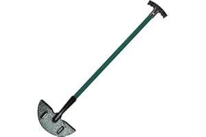 DNQ Grass Lawn Edger Long Handle Border Edging Knife Cutter Step Garden Tool Half Moon Carbon Steel (Dark Green)