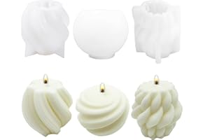 WYAHYQ 3Pezzi Stampi per Candele in Silicone fai da te kit,Spirale Palla Cera Candela Stampi di Versamento,Stampi per Gesso