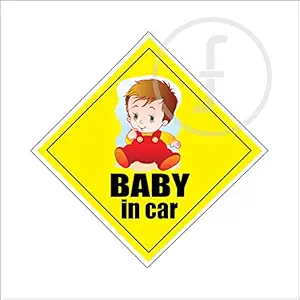 fingerz Baby on Board Boy Car Windows Safety Sticker High Resolution Multi Colored Printing Vinyl Decal Car Rear Window (Pack of 4)