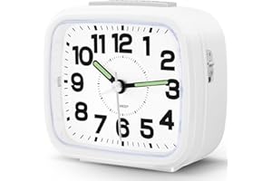 HOPSEM Silent Alarm Clocks Bedside Battery Powered Clocks for Bedrooms Non Ticking Table Clock Large Clear Dial and Hands Display Snooze Night Light Function for Home