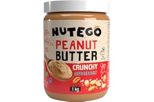 Nutego Crunchy Peanut Butter with Sea Salt 1kg - Palm Oil Free, Plant Protein Source, Vegan, Made from Premium Argentina Peanuts