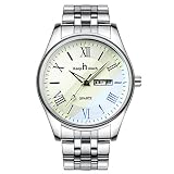 SENDA sd8196?Herren Analog Quarz Armbanduhr, Herren Edelstahl Band, Armbanduhr Sonnenstrahl Zifferblatt, Armbanduhr R?mische Zahl, Multifuntional Fashion Casual Kleid Quarz Uhren - L