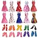 Produktbild 10 Kleider 10 Paar Schuhe und Stiefel gemischt für Barbies Dolls Ken Puppen (20 Stück)