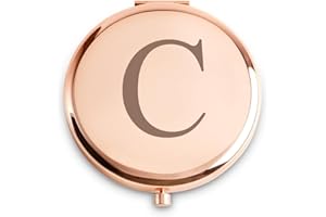 QUSTGO Personalized Compact Mirror Monogrammed Initial, Friendship Gifts Women Girls Her Friends, Unique Birthday Gifts Mom Wife Sister Daughter Grandma Niece Granddaughter Aunt
