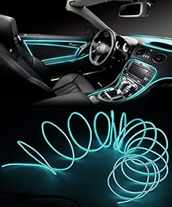 Spaiko EL Wire Car Interior Light Ambient Neon Light for All Cars with Adapter (Ice Blue, 5 Meter)
