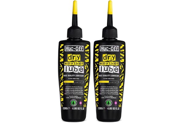 Muc-Off Dry Chain Lube 120 ml, 2 st - Biologiskt nedbrytbar Cykelkedja, Oljekedja av alla - Formulerad för torrt klimat