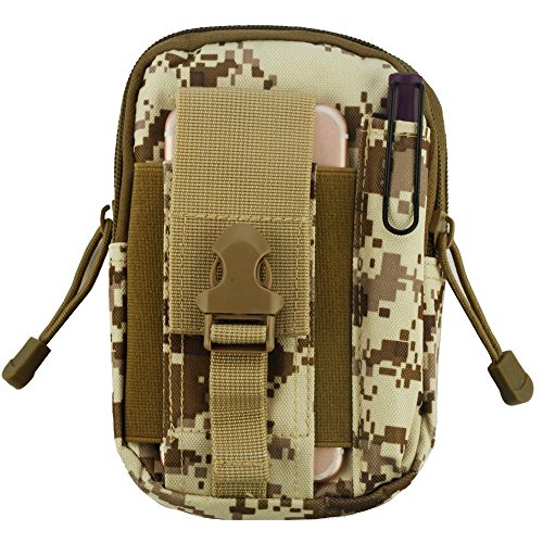 Preisvergleich Produktbild Heavy Duty Leinwand Sports Activity Waist Pack Pocket Belt für HTC U11, U11 +, U11 Life, U Ultra, U PLAY, 10, Dorn, 10 EVO, One, One Max, One M8 M9 (Desert Camo) + MND Mini Stylus