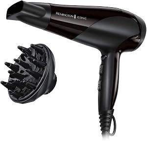 Remington Haartrockner Ionen [leicht, Diffusor & Stylingdüse] schwarz (2200W, Keramik-Ionen: schonendes Styling & gleich