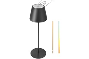 ‎FUYO FUYO Tischlampe Kabellos Dimmbare Warmweiß 2700K-4000K Touch Led Tischleuchte Wasserdicht IP54 Led Akku Tischlampe für Esstisch Schlafzimmer Camping Balkon Hotel (Schwarz)