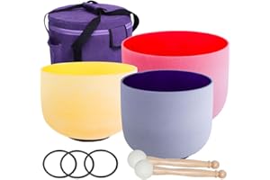 ENERGYSOUND la curación del chakra B, 432 Hz, color esmerilado, 11 pulgadas D 9 pulgadas F 7 pulgadas B Chakra de cristal de cuarzo con mazos de