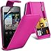 Price comparison product image ONX3 Hot Pink Huawei Ascend Y300 Protective Faux Credit / Debit Card Leather Flip Skin Case Cover & LCD Screen Protector Guard