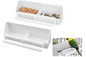 Förpackning med 2 fågelmatningsskålar vattenskål hängande plastfågelbursskål fågelmatare för papegojor vilda fåglar fågelburstillbehör