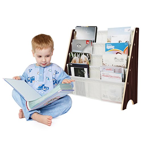 Homfa Bibliothèque Enfant Étagère pour Chambre d'Enfant Livres Porte Revue avec 4 Compartiments Blanc 62x26.5x61cm