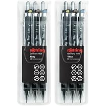 rOtring Tikky Mechanical Pencil Set (Black Barrel, 4-Piece HB 0.7/0.5/0.35/1.0) 12 Lines 0.35 and 1.0 | 24 Lines 0.5, 0.7