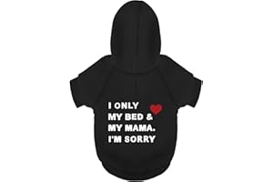PAIAITE Hunde-Kapuzenpullover aus Baumwollmischgewebe, kuschelig, leicht, mit dem herzerwärmenden "I Only Love My Bed, My Mama, I'm Sorry" Slogan-Aufdruck in stylischem Schwarz, Größe XS
