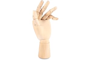 Art Wooden Hand,niCWhite Artist Jointed Articulated Mannequin Wood Hand,Sectioned Opposable Figure Sculpture Manikin Hand Model with Flexible Fingers,for Drawing,Sketching,Painting (7" Left Hand)