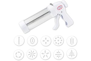 Dr. Oetker Pressa per Pasticceria con 10 Dischi in plastica, siringa per Pasticceria a spruzzo Varianti, Comodo meccanismo a Leva, quantità: 1 Pezzo