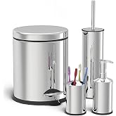 Porsima Metal Krom Kaplama 4 Par&ccedil;a Banyo Seti - &Ccedil;&ouml;p Kovası, Sıvı Sabunluk, Diş Fır&ccedil;alığı ve Wc Fır&ccedil;ası