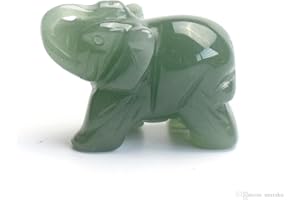 OUUBUUY Cuarzo Rosa Natural Cristal de Tallado Elefante, Estatua de Elefante de Cristal geomántico, decoración del hogar Elefante Afortunado 4cm (Green Aventurine)
