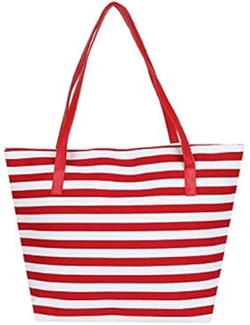 DonDon Damen Shopper Strand Tasche gestreift im Maritim Look