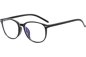 Suertree Luce Blu Occhiali, Leggeri Moda Distanza Occhiali da Uomo Donna, Rotondo Nero