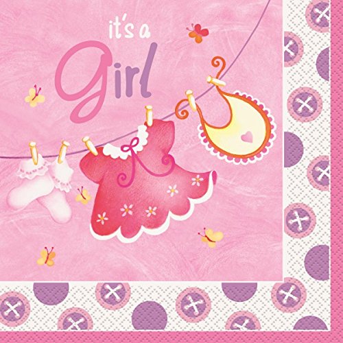 48 Teile Baby Shower Deko Set Wäscheleine Rosa für 16 Personen - 4