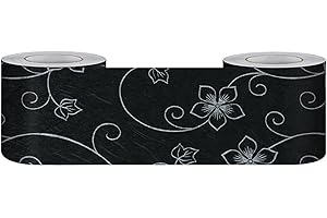 VisitRyl Bordure De Papier Peint Frise Murale Adhesive Bordure Papier Peint Frise Autocollante Pour Cuisine, Salle De Bains, Plafond, Salon, Chambre DéCoration Murale Motif Noir 12cm X 500cm