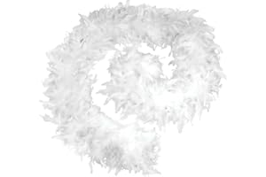 JUKOTA federboa Weiß,1 Stück Federschal Kostüm Länge ca200cm 60G,Kostüme für Junggesellinnenabschiede, Karneval, Halloween, Fasching, Kostüm,Haustiere,Theater, Hochzeit,Mottoparty,Geschenkverpackung
