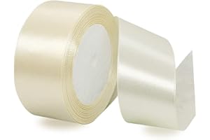 IMSOLDECOR Satinbands Creme 40mm Breit, 23 Meters Geschenkband Schleifenband für Geschenkverpackungen, DIY-Basteleien, Blumensträuße, Nähprojekte, Schleifenherstellung, Geburtstags- und Hochzeitsdekorationen