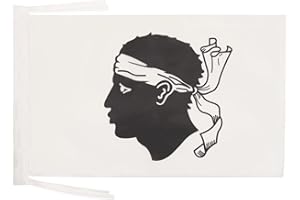 AZ FLAG - Drapeau Corse - 45x30 cm - Pavillon Province Corse 100% Polyester Avec Deux Cordelettes - 20g