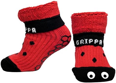 GRIPPA SOCKS LADYBIRD kids slipper socks made in Britain, approved by UK's leading foot health experts, Great for childrens feet