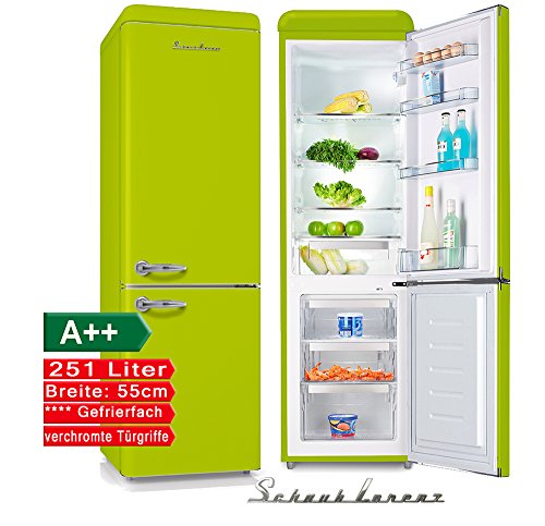 Schaub Lorenz SL250LG Retro Khl-Gefrier-Kombination Lemon Grn EEK: A++ 55cm breit, 251 Liter 4**** Gefrierteil 181,5cm hoch