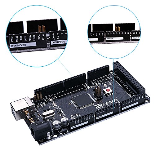 ELEGOO Mega 2560 R3 Tarjeta Mega 2560 Placa con Microcontrolador Basada en el ATmega2560 ATMEGA16U2 con USB Cable Negro Versi  n Compatible con Arduino Mega Kit