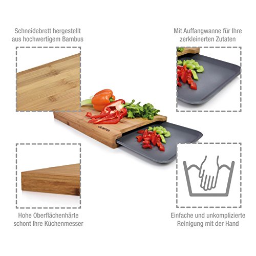 Schneidebrett aus Bambus Holz 38 x 26 cm Auffangwanne Küchen- Frühstücks Brett - 2