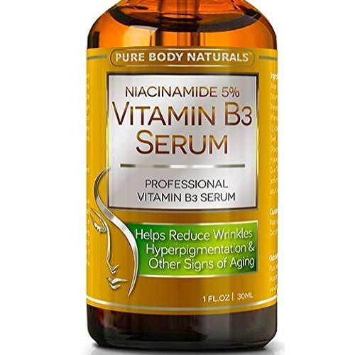 Pure Body Naturals Niacinamide Vitamin B3 Cream Serum 5% - 1 Oz - Visibly Tightens Pores, Reduces Wrinkles, Boosts Collagen, An Superior Moisturizing To Promote Visibly Younger Skin (1 Pack)