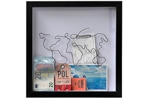 Joivie Adventure Archive Box Travel Collection Box Personalised Ticket Collection Box with Slot Adventure Memory Box DIY Memento Frame Display Case For Movie Travel Sporting Events Concert Ticket