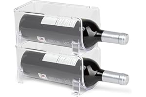 Dekohome Botellero Nevera, Set de 2 Soportes para Botellas de Vino, Botellero Apilable para Optimizar y Ahorrar Espacio, Máxima Resistencia, 2 Soportes