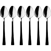 6 Par&ccedil;a &Ccedil;ay Kaşığı Seti, Paslanmaz &Ccedil;elik, G&uuml;m&uuml;ş Siyah, 11 cm