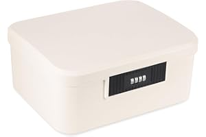 DEECOZY Lockable Medicine Box with 4 Digital Combination Lock, Medicine Storage Box, Privacy Container with Built in Removable Tray, Lockable Storage Box for Home School Office,26 x 22 x 12cm(White)